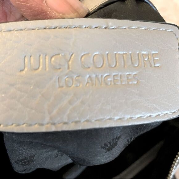 Juicy Couture Gray Leather Crossbody Handbag Logo on Strap Gorgeous - Picture 4 of 13